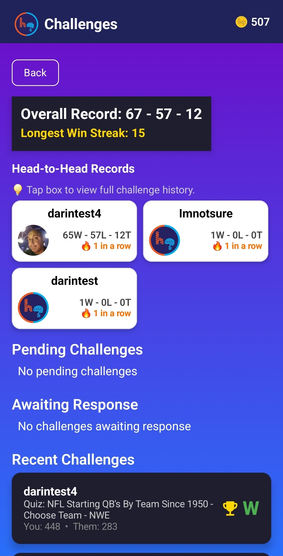 Hugequiz App Screenshot